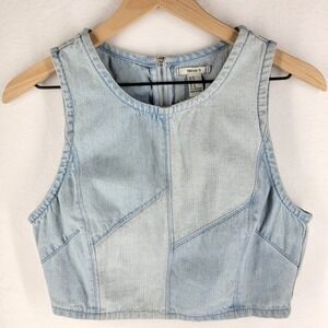 Forever 21 Denim Crop Top Womens M Patchwork Y2K Boho Festival‎ Tank